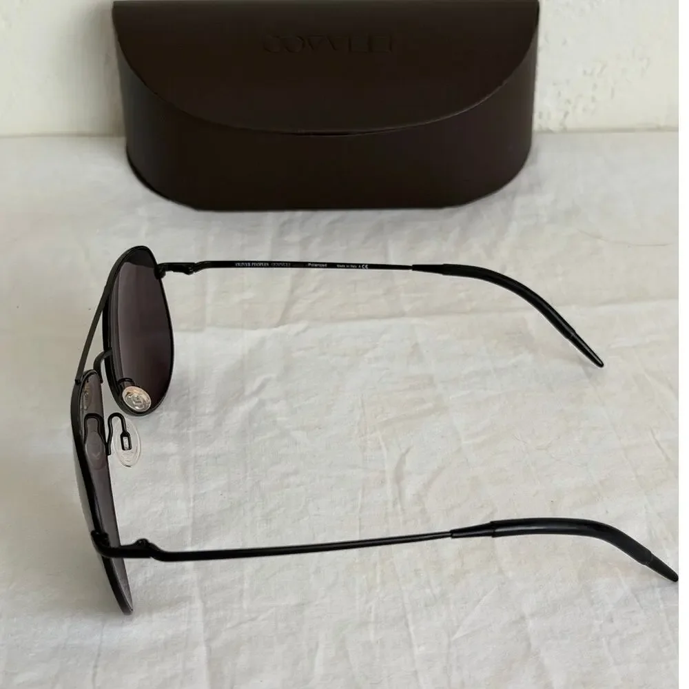 Oliver Peoples Kannon Polarized Aviators OV1191-S Black Chrome + Dark Grey Lens